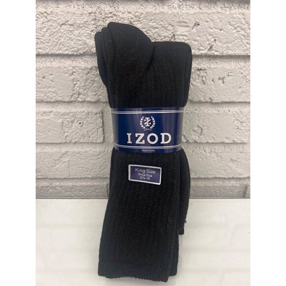 Izod King Size Men Black Socks 3 Pairs Size 12 1/2-16 - Picture 1 of 4
